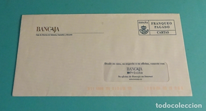Sellos: SOBRE FRANQUEO PAGADO. BANCAJA - Foto 1