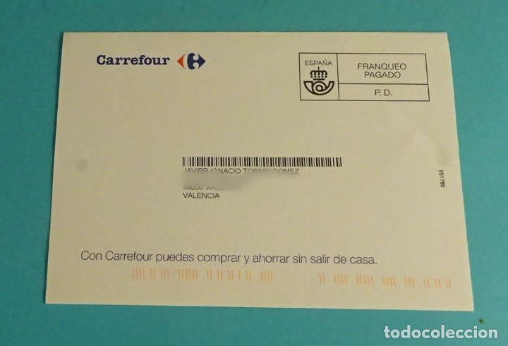 Sellos: SOBRE FRANQUEO PAGADO. CARREFOUR - Foto 1