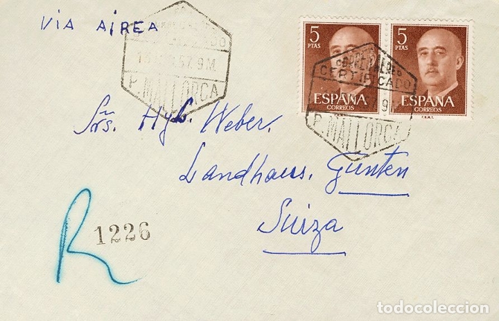 Sellos: Espa&ntilde;a. 2&ordm; Centenario Correo A&eacute;reo. Al dorso llegada. MAGNIFICA. REF: 45161 - Foto 1