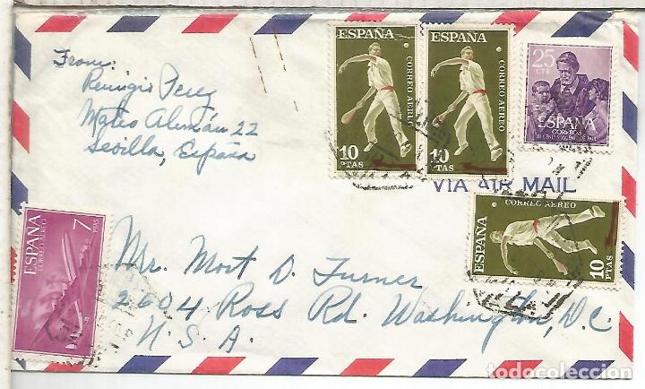Briefmarken: CC SEVILLA CON MAT CORREO AEREO SELLOS PELOTA VASCA 10 PTS X 3