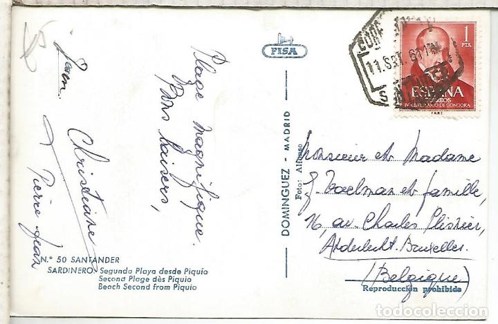 Sellos: POSTAL CON MAT HEXAGONAL CORREO AEREO SANTANDER CANTABRIA - Foto 1