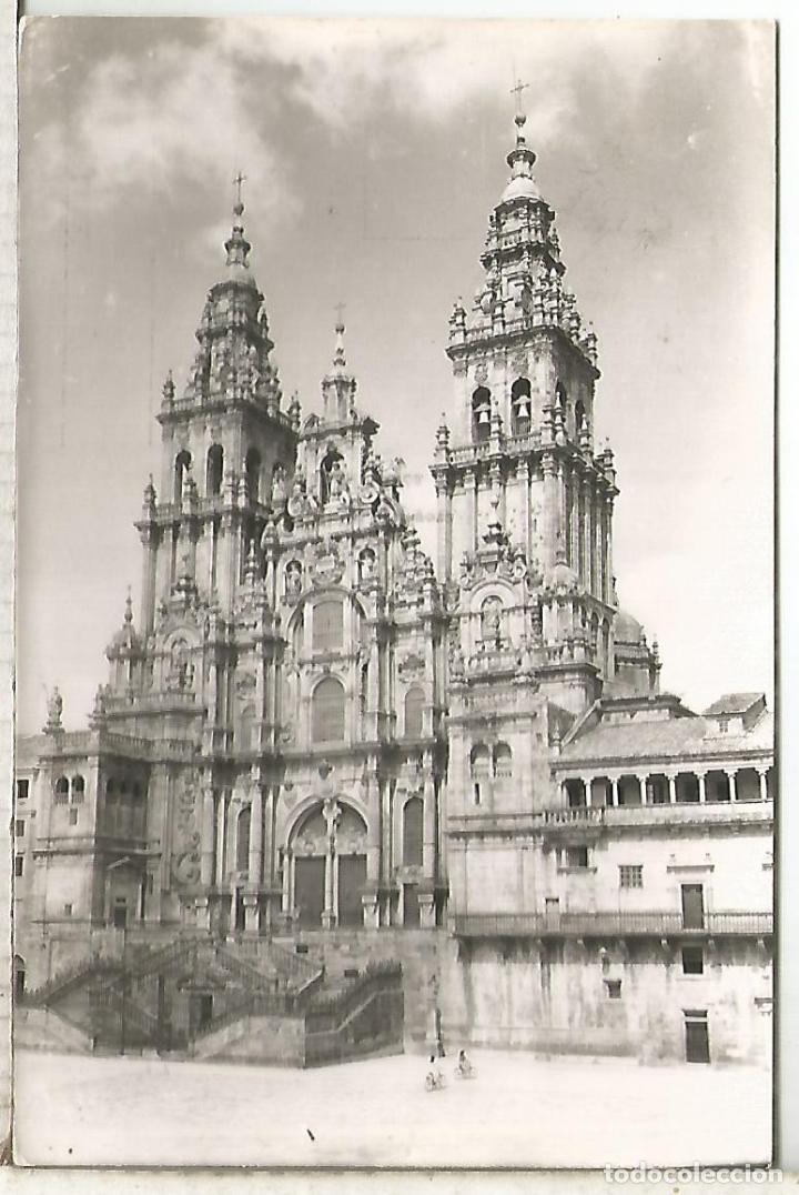 Sellos: POSTAL SANTIAGO DE COMPOSTELA CON MAT HEXAGONAL CORREO AEREO - Foto 2