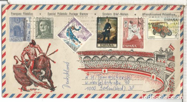 Briefmarken: SOBRE TURISTICO TOROS SELLO SKI ESQUI JUDO COCHE CAR AUTOMOVIL