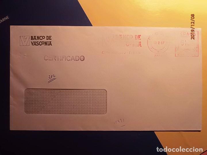Sellos: FRANQUEO MEC&Aacute;NICO - BANCO DE VASCONIA DE EIBAR - CERTIFICADO 1987. - Foto 1