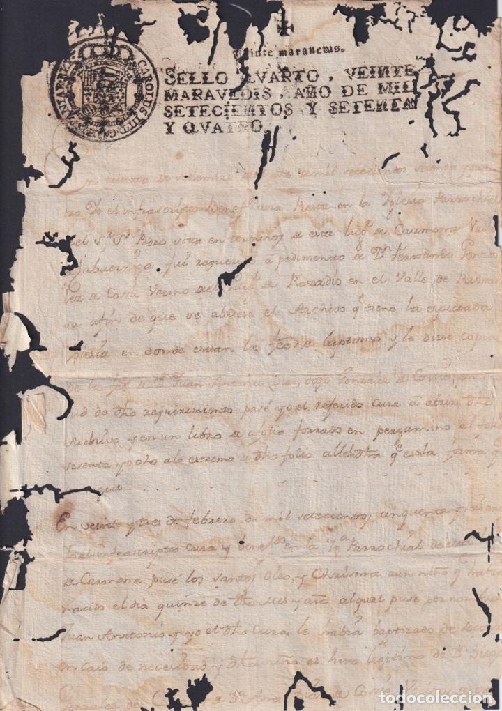Briefmarken: 1784-PS-20 ESPA&Ntilde;A SPAIN 1784 REVENUE SEALLED PAPER SELLO CUARTO.