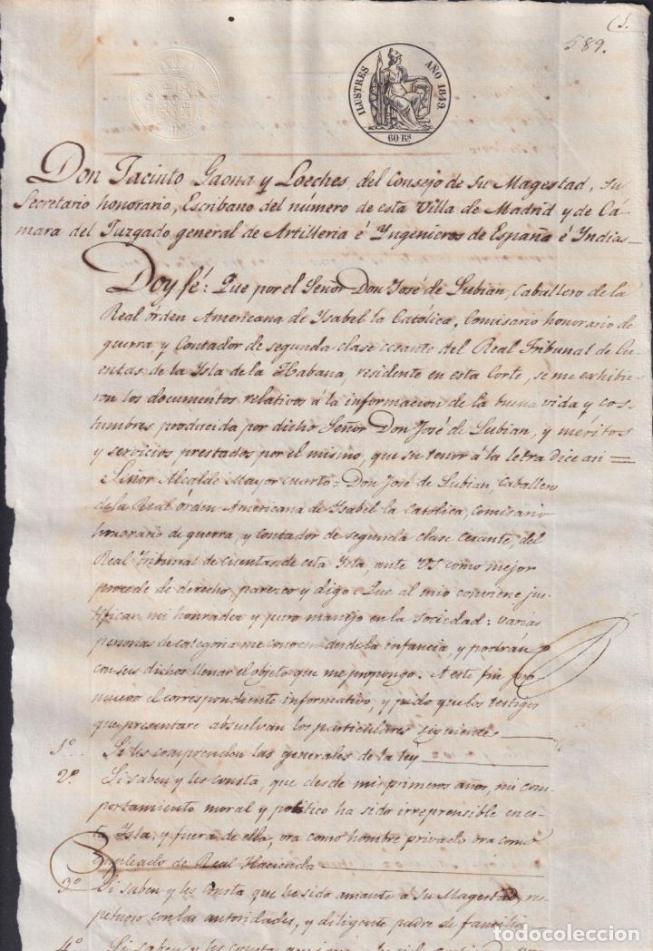 Briefmarken: 1849-PS-1 ESPA&Ntilde;A SPAIN 1849 REVENUE SEALLED PAPER. ILUSTRES