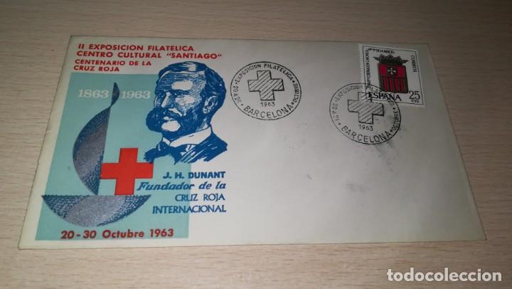 Briefmarken: SOBRE II EXPOSICION FILATELICA CENTRO CULTURAL SANTIAGO.CENTENARIO CRUZ ROJA,BARCELONA1963