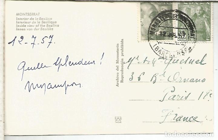 Sellos: BARCELONA  TP CON MAT MONASTERIO DE MONTSERRAT 1957 - Foto 1