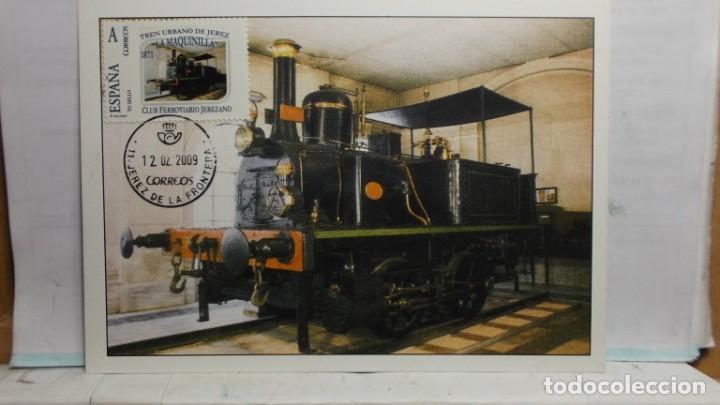 Francobolli: POSTAL CON MATASELLO Y SELLO PRIMER DIA - TREN URBANO DE JEREZ.