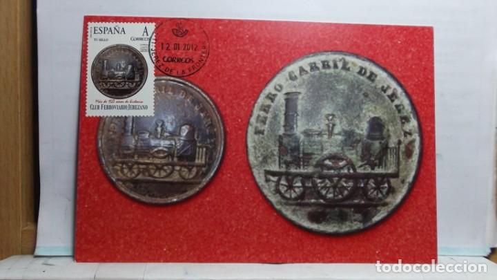 Francobolli: POSTAL CON MATASELLO Y SELLO PRIMER DIA - FERRO CARRIL DE JEREZ.