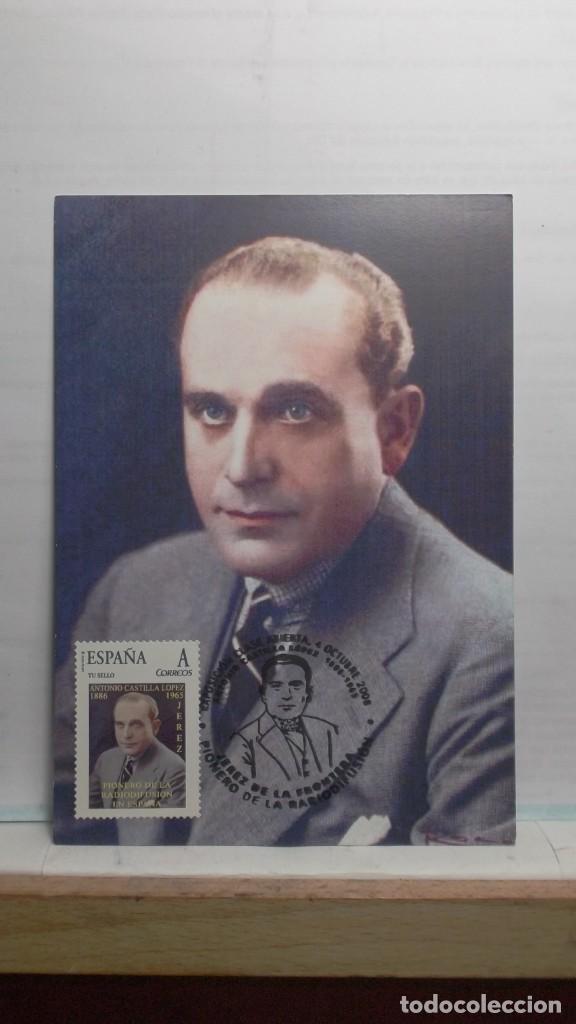 Briefmarken: POSTAL CON MATASELLO Y SELLO - ANTONIO CASTILLA LOPEZ -PIONERO DE LA RADIODIFUSION 2008.