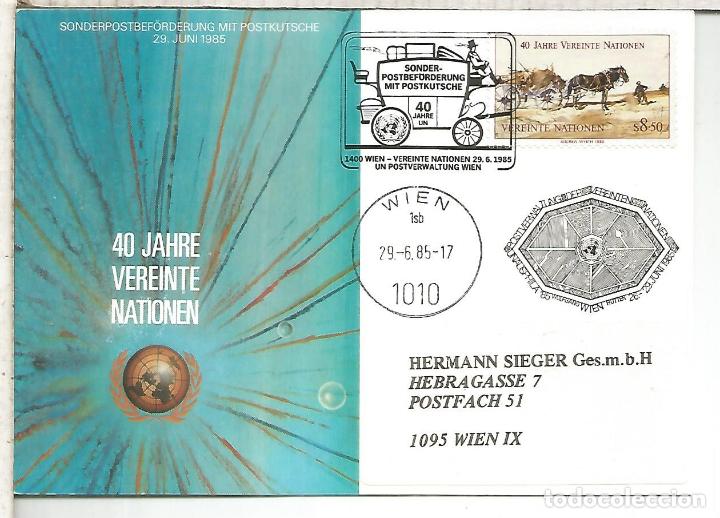 Francobolli: NACIONES UNIDAS ONU UNITED NATIONS 1985 WIEN CARRUAJE STAGE COACH TRANSPORTE CABALLO HORSE