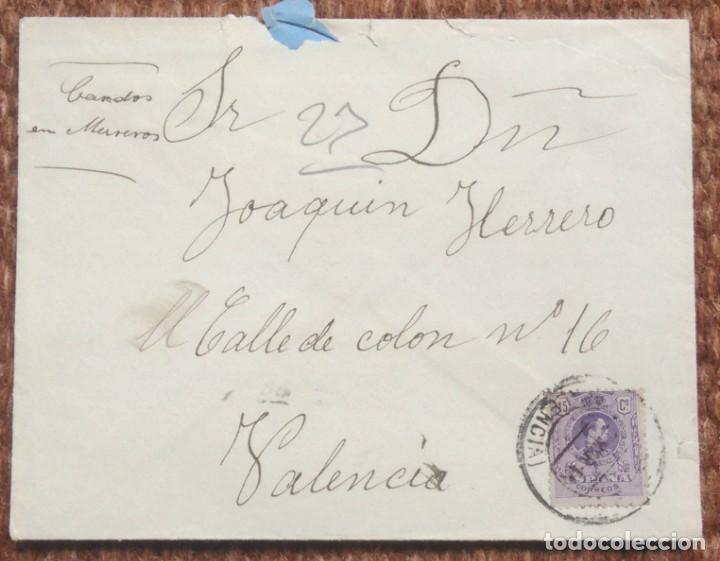 Sellos: SOBRE CIRCULADO EN VALENCIA - ALFONSO XIII - Foto 1