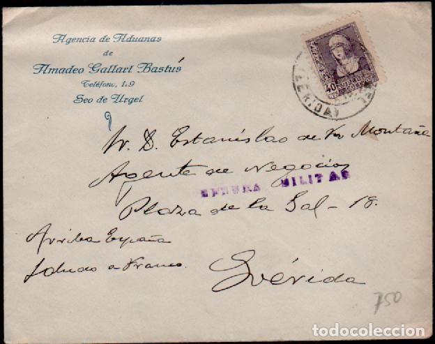 Briefmarken: C15-1-64 Historia Postal Guerra Civil Carta Nacional circulada  desde   SEO DE URGEL (Lerida) a LERI