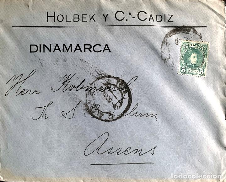 Sellos: 1908/1909. DOS CARTAS CIRCULADAS A DINAMARCA. ED.242. - Foto 3