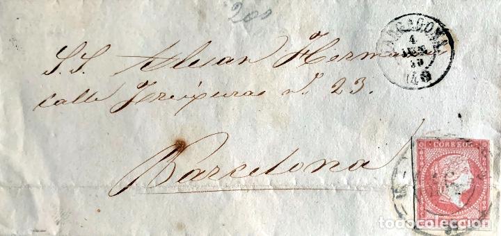 Sellos: 1859. TARRAGONA-BCN. ENVUELTA. EDIFIL 48A. - Foto 1