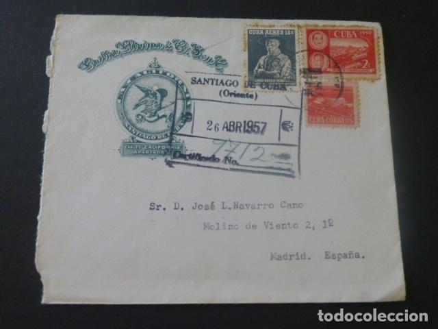 Sellos: 1957 SOBRE CIRCULADO DE CUBA A MADRID - Foto 1