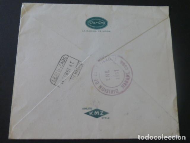 Sellos: 1957 SOBRE CIRCULADO DE CUBA A MADRID - Foto 2