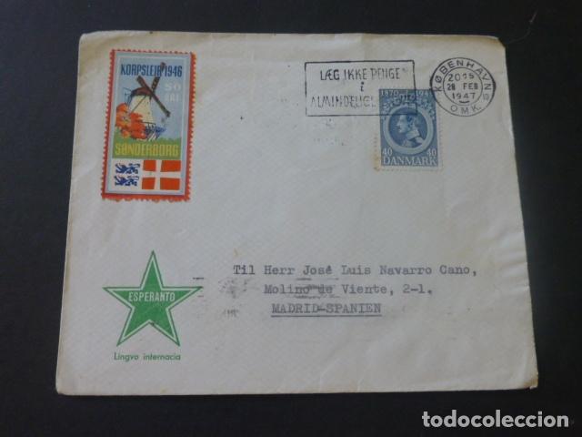 Sellos: 1947 CARTA CIRCULADA DE DINAMARCA A MADRID - Foto 1