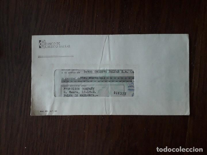 Francobolli: carta circulada, Banco de cr&eacute;dito Balear, sin abrir, con letra de cambio en el interior, a&ntilde;os 70