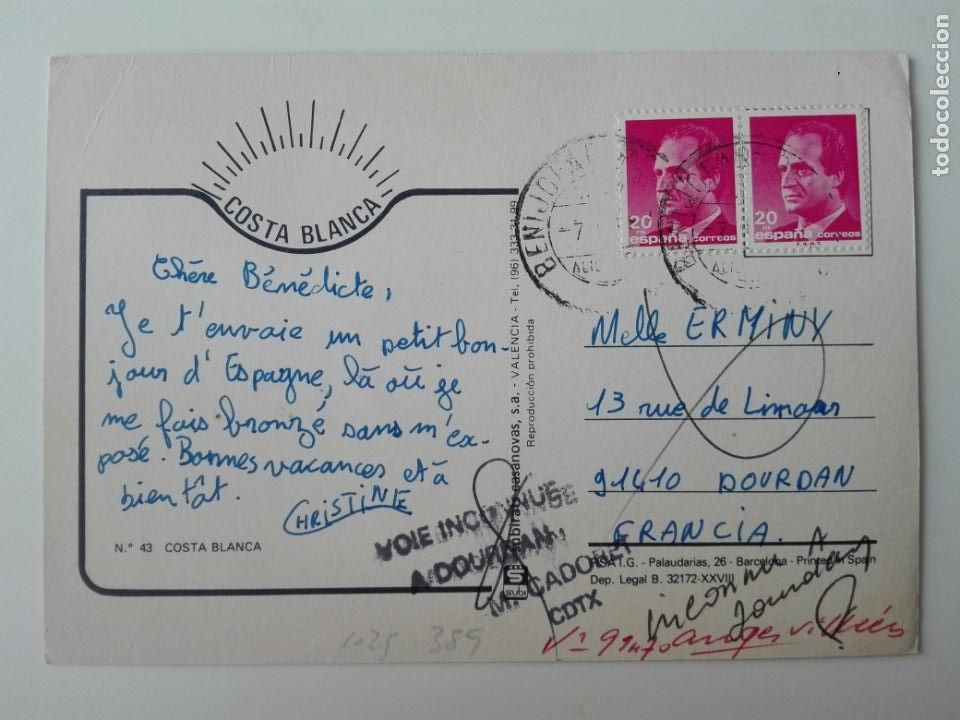 Stamps: POSTAL 1025 -COSTA BLANCA - FILATELIA CEM BENIJOFAR ROJALES - DEVUELTO DOURDAN FRANCE