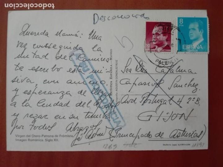 Selos: POSTAL1269 HELIOTIPIA - VIRGEN DEL OTERO FROMISTA PALENCIA - FILTELIA MAT / PROCEDENCIA GIJON ASTURI
