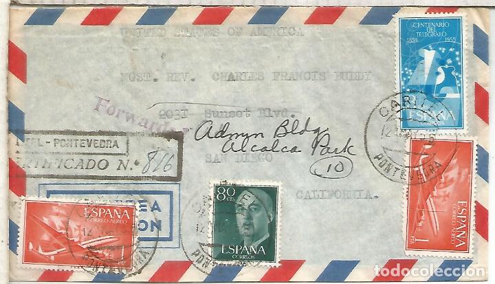 Francobolli: CARITEL PONTEVEDRA A USA RARO ORIGEN CERTIFICADA Y REEXPEDIDA