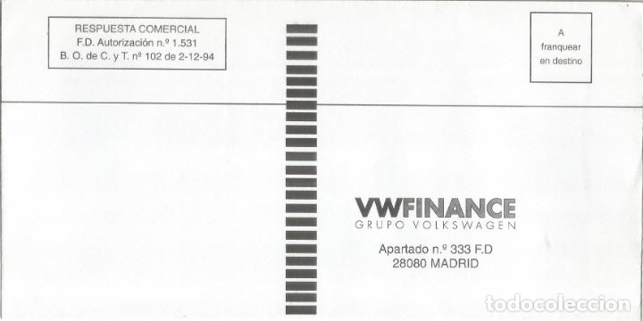 Timbres: SOBRE RESPUESTA FRANQUEO PAGADO VOLKSWAGEN FINANCE AUTOMOVIL CAR