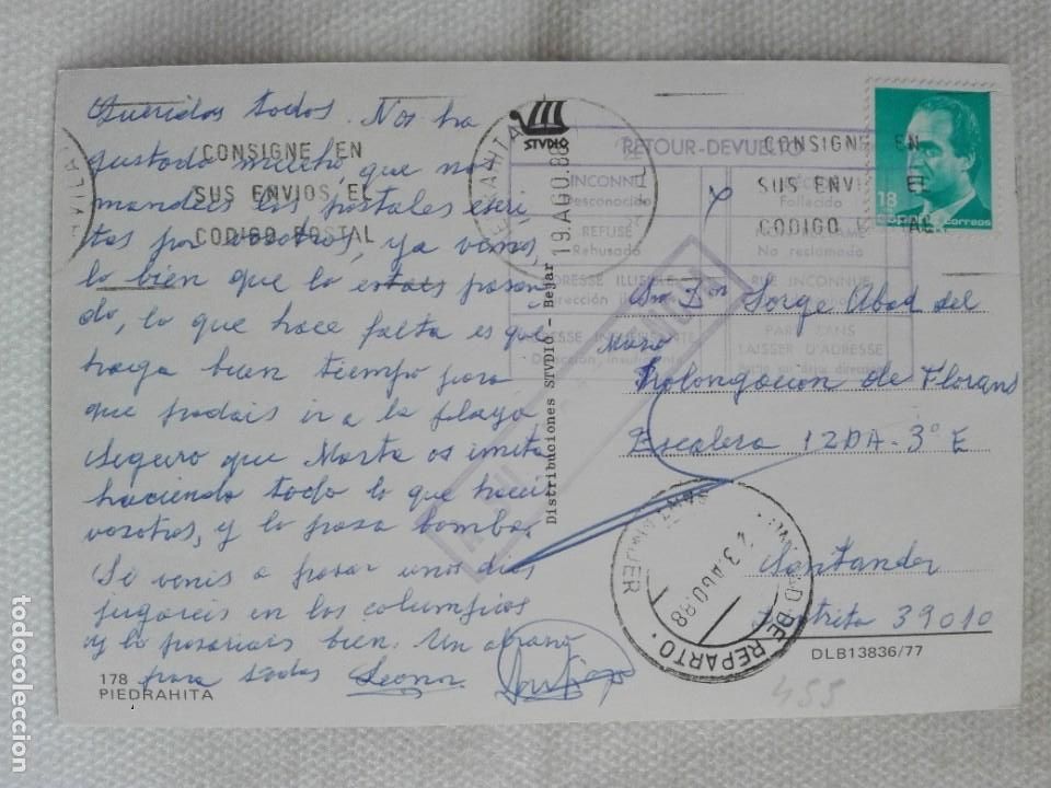 Timbres: POSTAL2455 STVDIO 178 PIEDRAHITA AVILA - FILATELIA 1988 SANTANDER REPARTO RETOUR A SU PROCEDENCIA