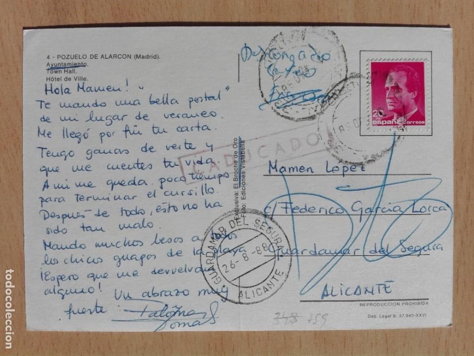 Stamps: POSTAL 2759 VISTABELLA 4 POZUELO MADRID AYUNTAMIENTO -FILATELIA GUARDAMAR ALICANTE CADUCADO &hellip;