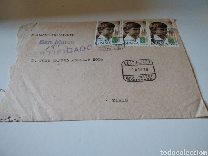 Francobolli: Sobre Banco Central, San Mateo, tirig