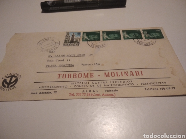 Francobolli: Sobre extintores Molitor, TORROME-MOLINARI, ALBAL