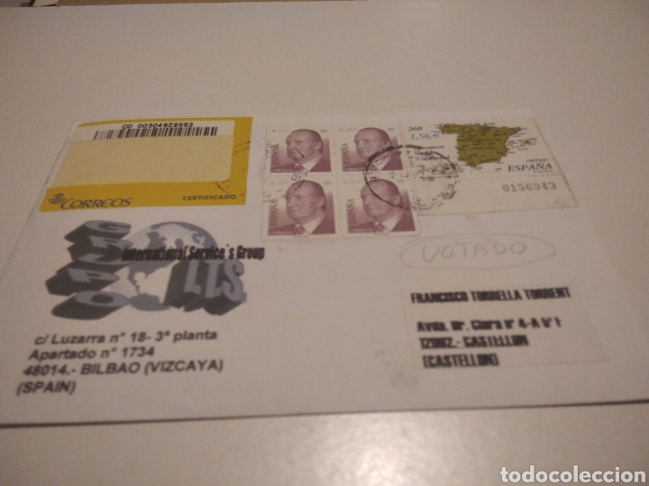 Francobolli: Sobre con sellos international services Group