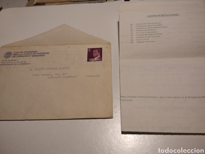 Sellos: Sobre con carta c&oacute;digos de mutualidades Esplugues de Llobregat - Foto 1