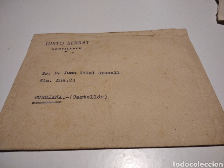 Sellos: Sobre, Justo Serrat, Montblanch