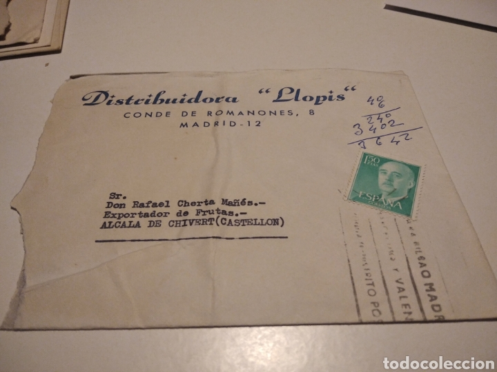 Sellos: Sobre Distribuidora Llopis, Madrid - Foto 1