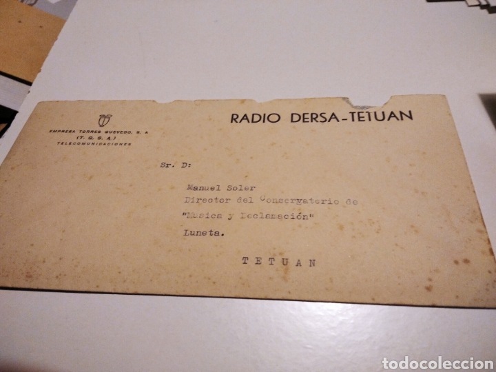Briefmarken: Sobre carta Radio Dersae-Tetuan firma GASPAR TATO CUMMING 1954
