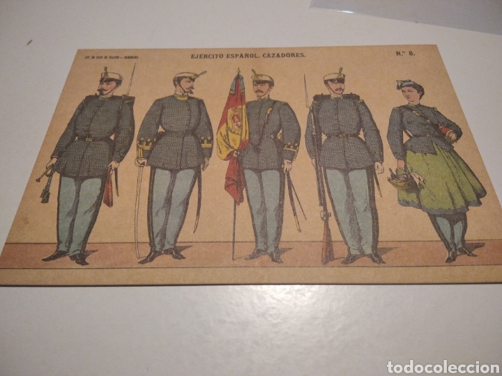 Sellos: Tarjeta Postal ej&eacute;rcito espa&ntilde;ol Cazadores - Foto 1