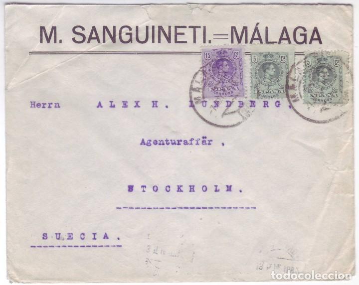 Sellos: Sobre comercial Bodegas M. Sanguineti - M&aacute;laga (1914) - Foto 1