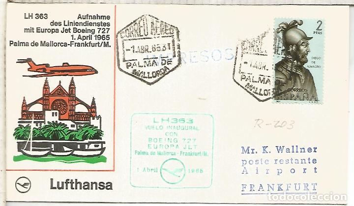 Selos: PRIMER VUELO LUFTHANSA FRANKFURT PALMA MALLORCA 1965 MAT HEXAGONAL