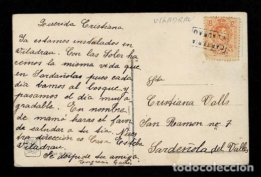 Selos: C10-3-10 Postal romantica - LES CYPRINS - circulada de VILADRAU a SARDE&Ntilde;OLA DEL VALLES con matasello