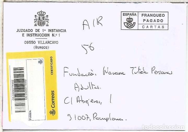 Francobolli: VILLARCAYO BURGOS CC CERTIFICADA CON FRANQUEO PAGADO JUZGADO 1 INSTANCIA