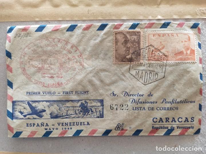 Francobolli: Sobre circulado PRIMER VUELO - FIRST FLIGHT Espa&ntilde;a-Venezuela del Mayo 1949