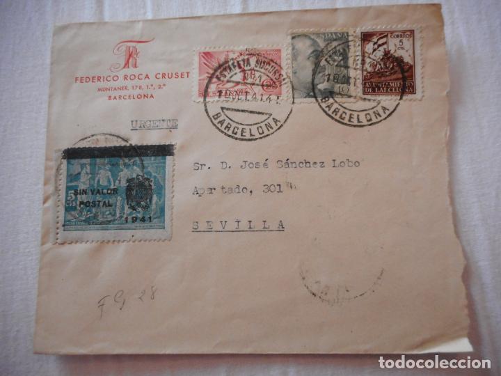 Selos: ANTIGUO SOBRE.FEDERICO ROCA CRUSET.BARCELONA 1941