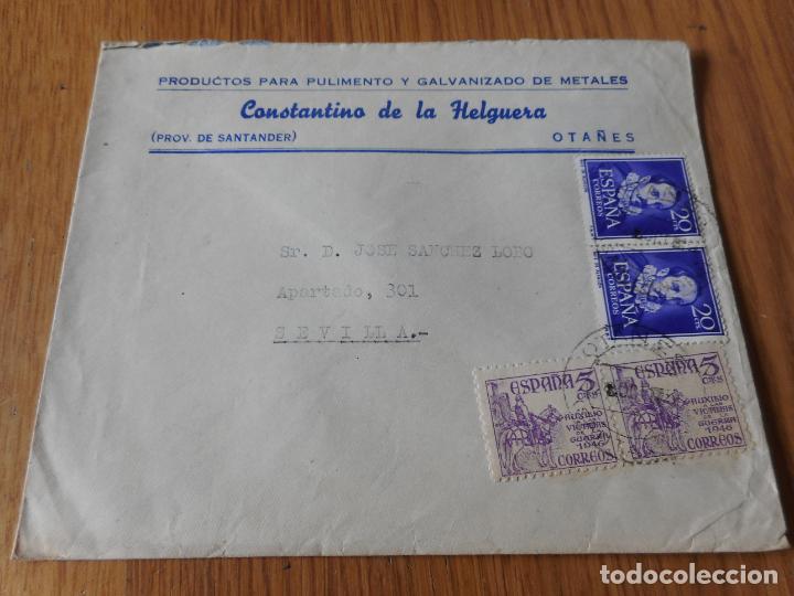 Selos: ANTIGUO SOBRE.CONSTANTINO HELGUERA.PRODUCTOS PULIMENTO METALES.OTA&Ntilde;ES.SANTANDER A&Ntilde;OS 40.50