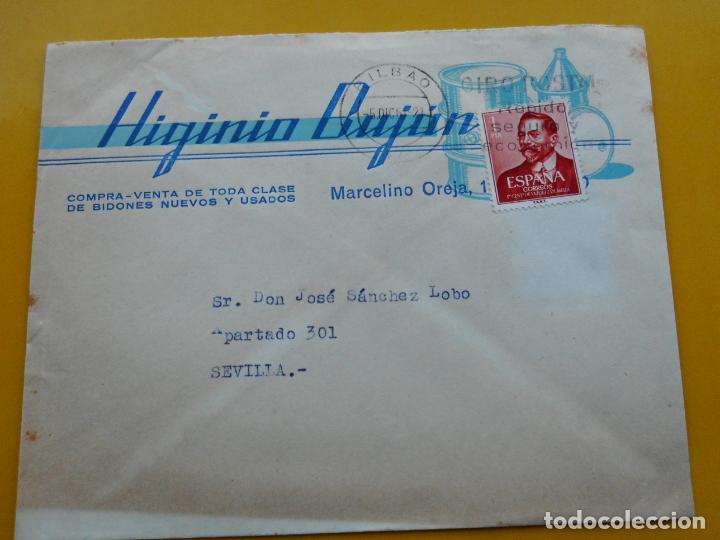 Stamps: ANTIGUO SOBRE HIGINIO BUJAN.COMPRA-VENTA BIDONES.BILBAO 1961?