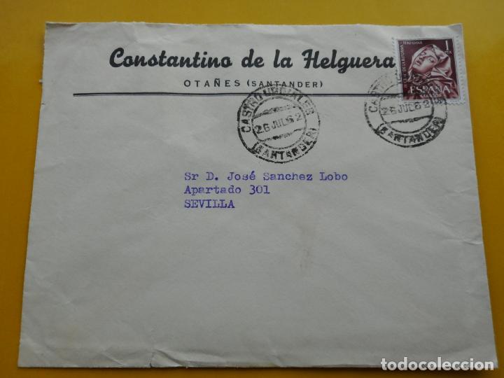 Francobolli: ANTIGUO SOBRE.CONSTANTINO DE LA HELGUERA.OTA&Ntilde;ES.SANTANDER 1962
