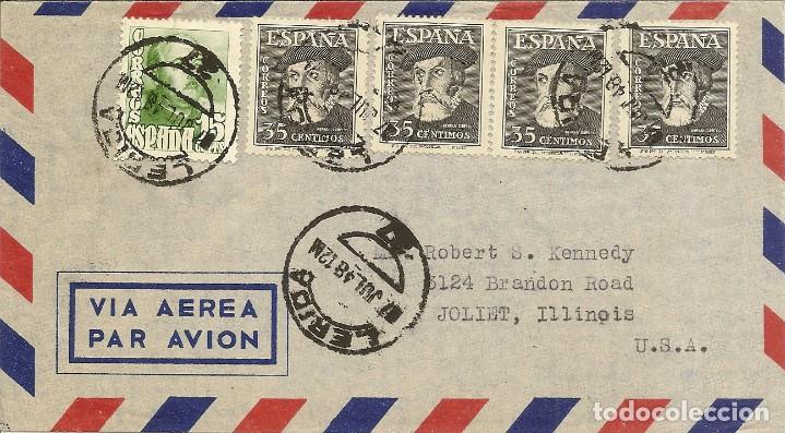 Selos: HISTORIA POSTAL CARTA LERIDA - JOLIET ( USA) 1948 NL637