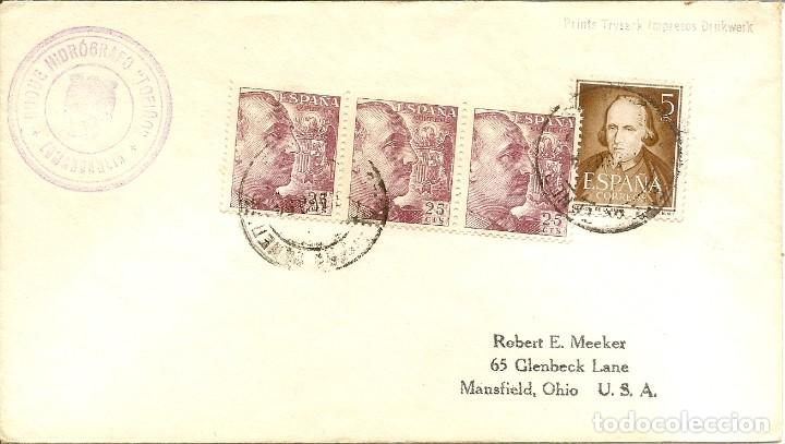 Timbres: HISTORIA POSTAL CARTA a MANSFIELD ( USA) DESDE EL BUQUUE TOFI&Ntilde;O 1954 NL684