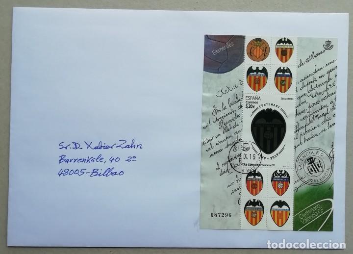 Sellos: 2019. ESPA&Ntilde;A. Sobre gran formato. Centenario del Valencia CF. Circulado. - Foto 1